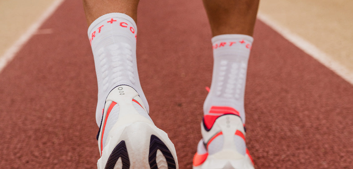 Compressport Pro Marathon Socks V2.0 - Fluo Rød/Hvit