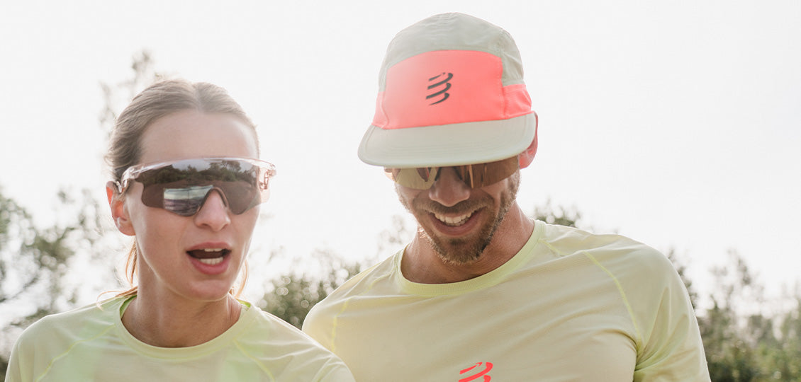 Compressport 5 Panel Light Cap - Nile/Fluo Red