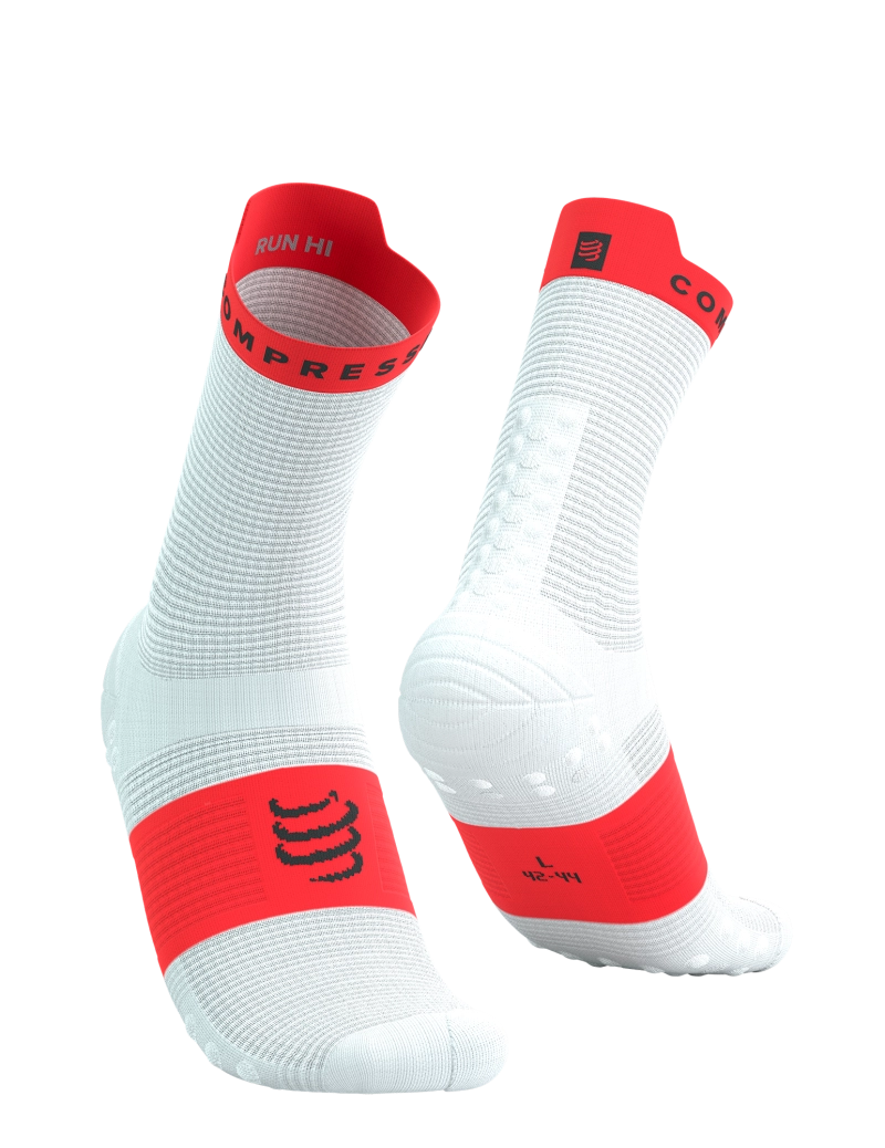 Compressport Pro Racing Socks V4.0 Run White/Fluo Rød