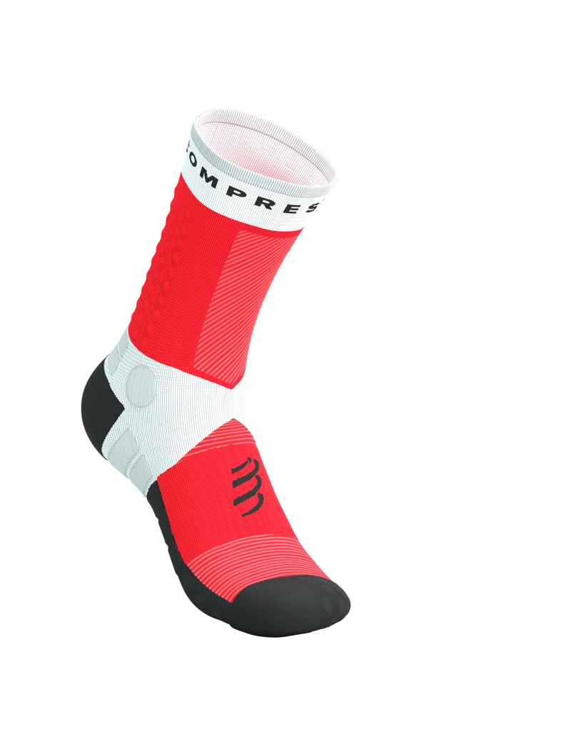 Compressport Ultra Trail Socks V2.0 - White/Fluo Red