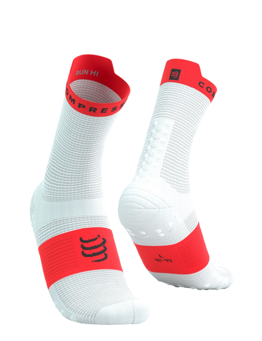 Compressport Pro Racing Socks V4.0 Run White/Fluo Rød