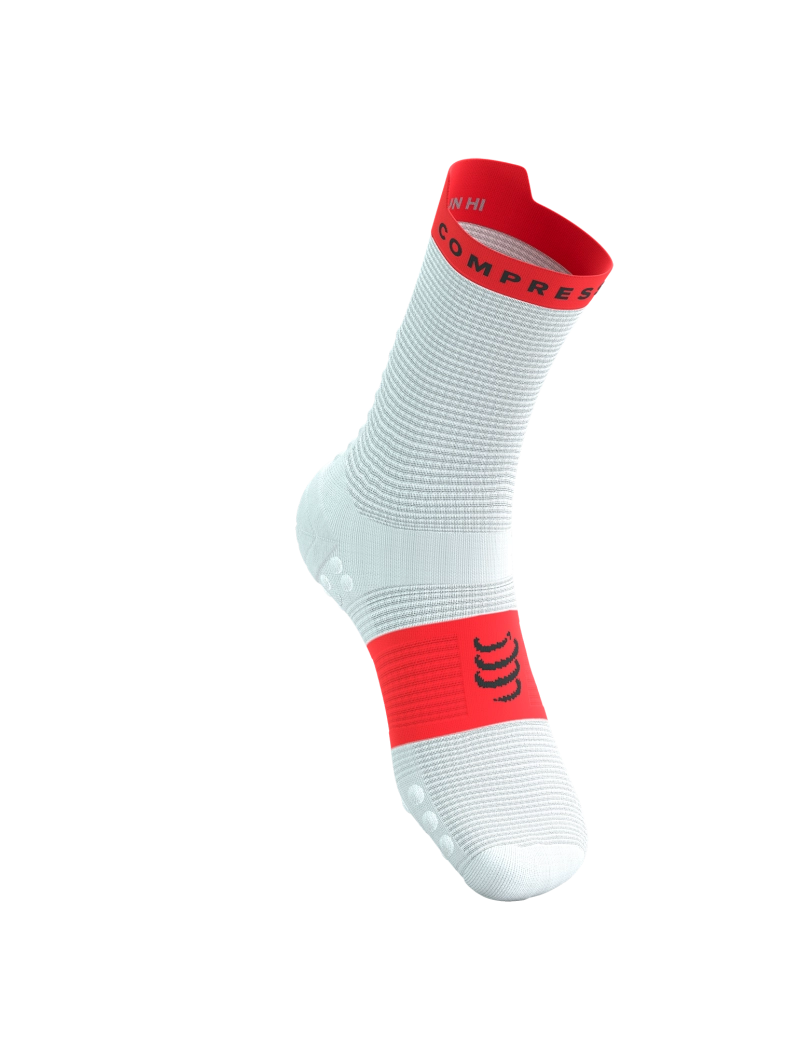 Compressport Pro Racing Socks V4.0 Run White/Fluo Rød