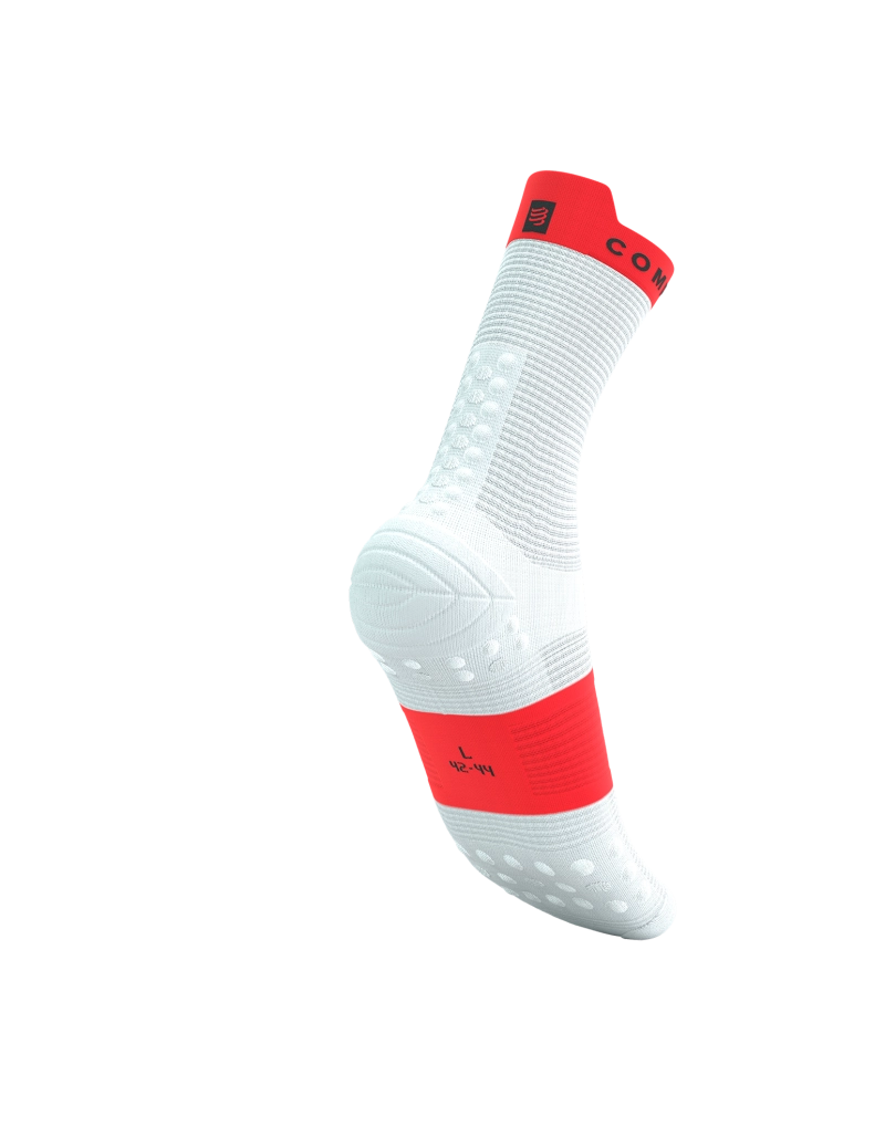 Compressport Pro Racing Socks V4.0 Run White/Fluo Rød